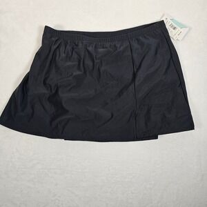 Swim Solutions Black Thigh Minimizer Skirt Swim Cover Up Size 18W